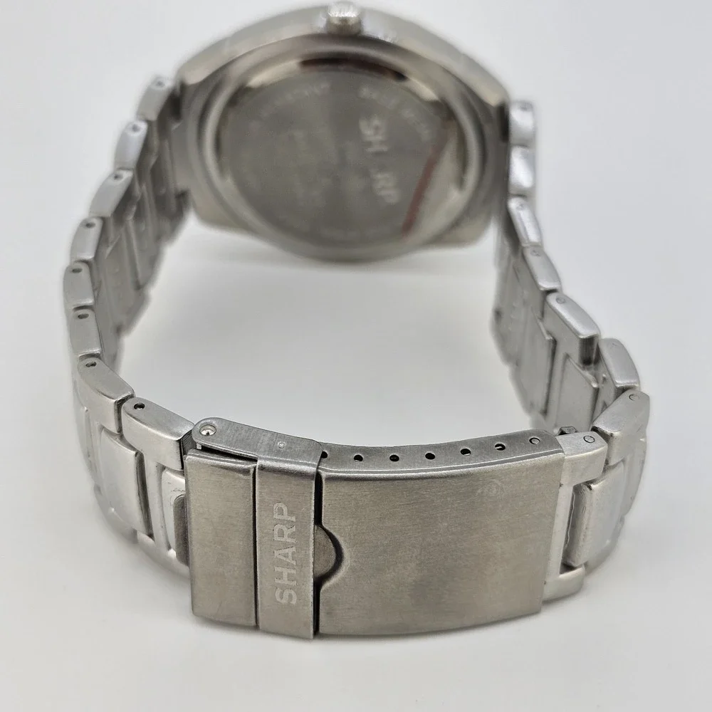 Sharp Analog Men's Watch 40MM Blue Dial Date Gray Bracelet Band 7.5